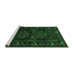 Sideview of Machine Washable Animal Emerald Green Traditional Area Rugs, wshtr2479emgrn