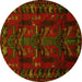 Round Animal Yellow Traditional Rug, tr2479yw