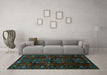 Machine Washable Animal Turquoise Traditional Area Rugs in a Living Room,, wshtr2479turq