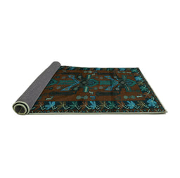 Sideview of Animal Turquoise Traditional Rug, tr2479turq