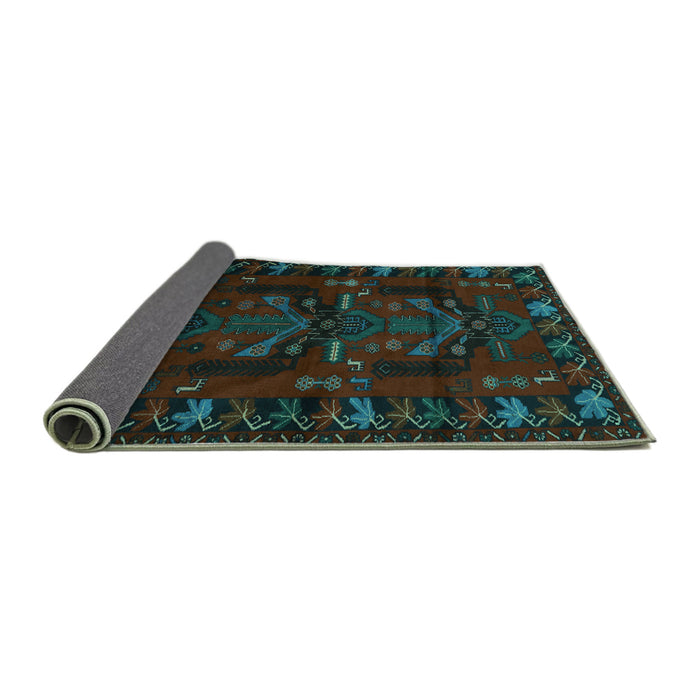 Sideview of Animal Turquoise Traditional Rug, tr2479turq