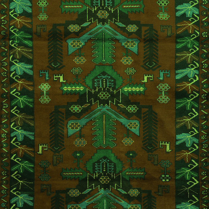 Serging Thickness of Machine Washable Animal Green Traditional Area Rugs, wshtr2479grn