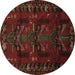 Round Animal Brown Traditional Rug, tr2479brn