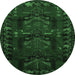 Round Animal Emerald Green Traditional Rug, tr2479emgrn