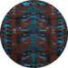 Round Animal Light Blue Traditional Rug, tr2479lblu