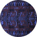 Round Animal Blue Traditional Rug, tr2479blu