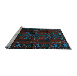 Sideview of Machine Washable Animal Light Blue Traditional Rug, wshtr2479lblu