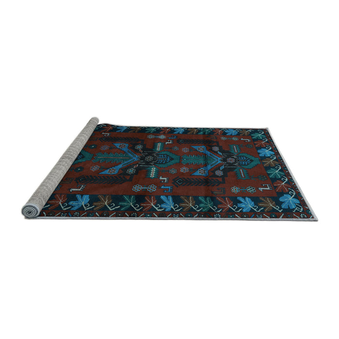 Sideview of Machine Washable Animal Light Blue Traditional Rug, wshtr2479lblu