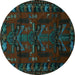 Round Animal Turquoise Traditional Rug, tr2479turq