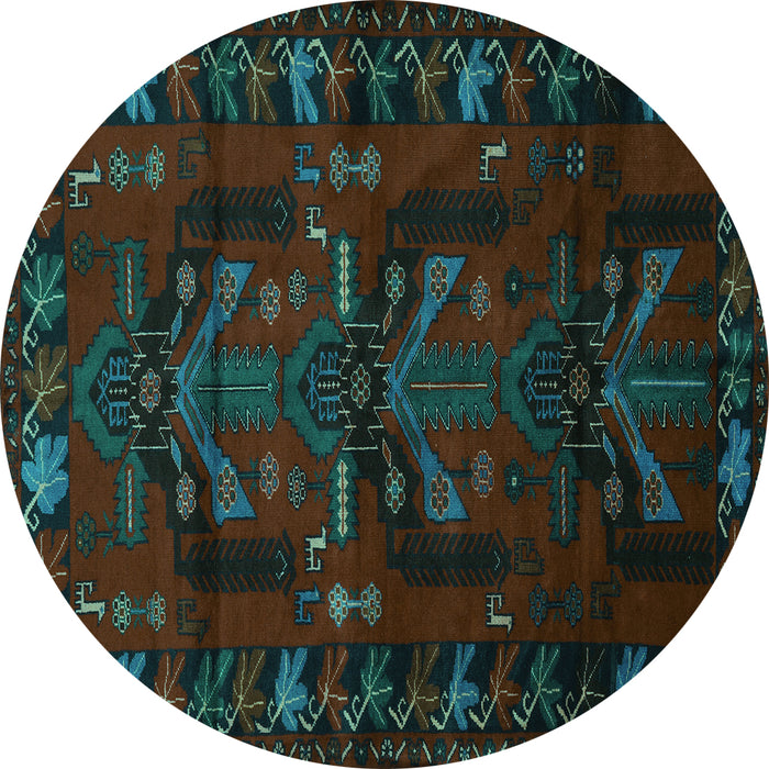 Round Machine Washable Animal Turquoise Traditional Area Rugs, wshtr2479turq