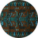 Round Machine Washable Animal Turquoise Traditional Area Rugs, wshtr2479turq