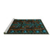 Sideview of Machine Washable Animal Turquoise Traditional Area Rugs, wshtr2479turq