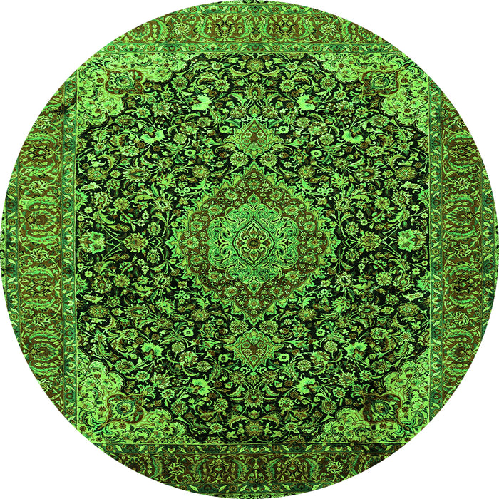 Square Medallion Green Traditional Rug, tr247grn
