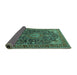 Sideview of Medallion Turquoise Traditional Rug, tr247turq