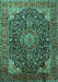 Machine Washable Medallion Turquoise Traditional Area Rugs, wshtr247turq