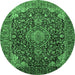 Round Medallion Emerald Green Traditional Rug, tr247emgrn