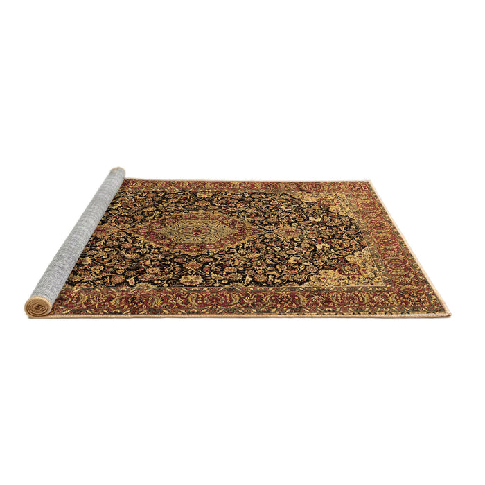 Sideview of Machine Washable Medallion Brown Traditional Rug, wshtr247brn