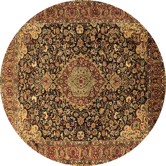 Round Medallion Brown Traditional Rug, tr247brn