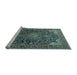 Sideview of Machine Washable Medallion Light Blue Traditional Rug, wshtr247lblu