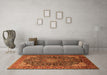 Machine Washable Medallion Orange Traditional Area Rugs in a Living Room, wshtr247org