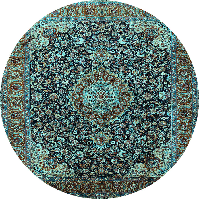 Round Medallion Light Blue Traditional Rug, tr247lblu