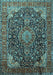 Machine Washable Medallion Light Blue Traditional Rug, wshtr247lblu