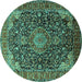 Round Medallion Turquoise Traditional Rug, tr247turq
