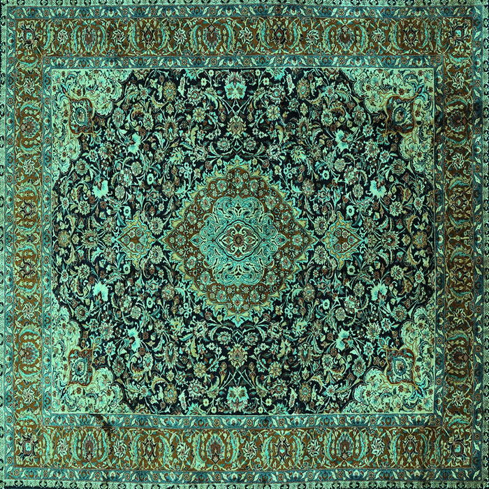 Square Medallion Turquoise Traditional Rug, tr247turq