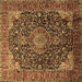 Square Machine Washable Medallion Brown Traditional Rug, wshtr247brn