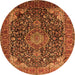 Machine Washable Medallion Orange Traditional Area Rugs, wshtr247org