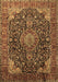 Machine Washable Medallion Brown Traditional Rug, wshtr247brn