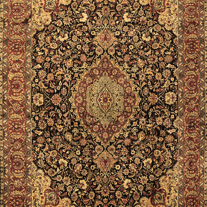 Machine Washable Medallion Brown Traditional Rug, wshtr247brn