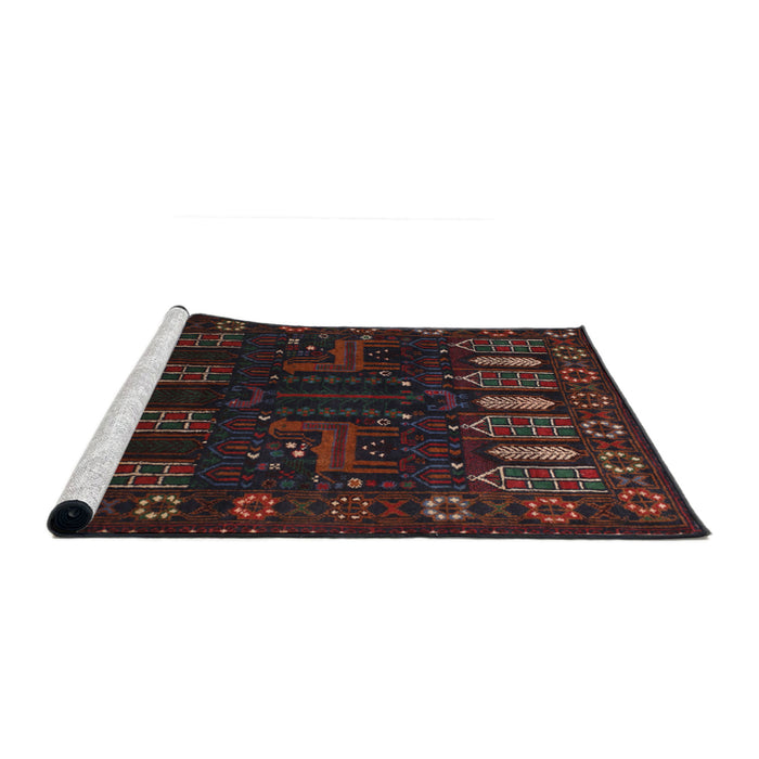 Sideview of Machine Washable Traditional Dark Brown Rug, wshtr2480