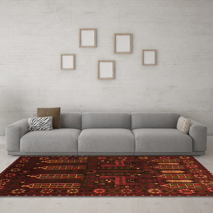 Machine Washable Persian Orange Traditional Area Rugs in a Living Room, wshtr2480org