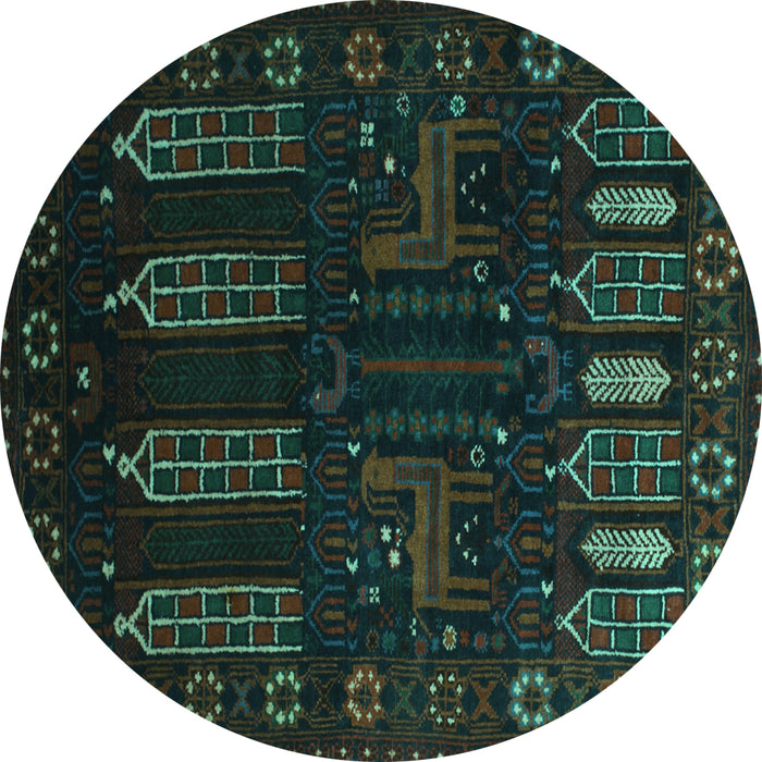 Round Persian Turquoise Traditional Rug, tr2480turq
