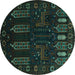 Round Persian Turquoise Traditional Rug, tr2480turq