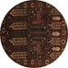 Round Persian Brown Traditional Rug, tr2480brn
