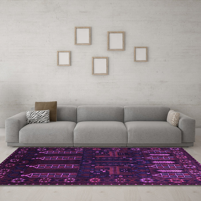Machine Washable Persian Purple Traditional Area Rugs in a Living Room, wshtr2480pur