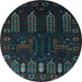 Round Persian Light Blue Traditional Rug, tr2480lblu