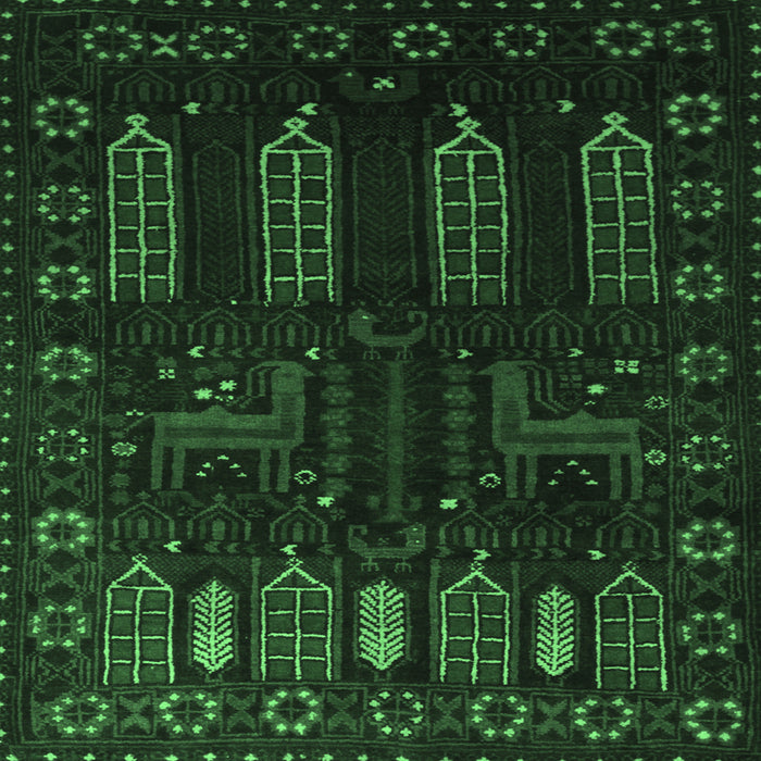 Square Persian Emerald Green Traditional Rug, tr2480emgrn
