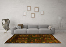 Machine Washable Persian Yellow Traditional Rug in a Living Room, wshtr2480yw