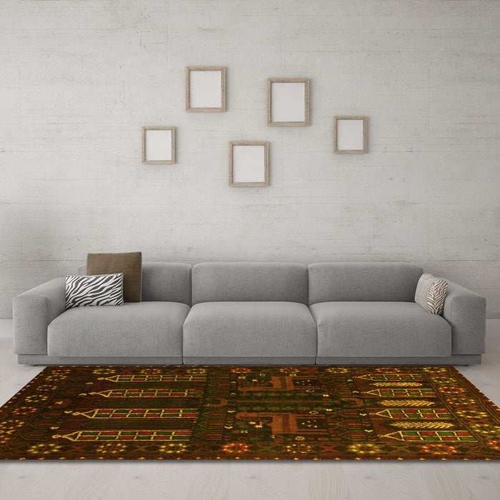 Machine Washable Persian Yellow Traditional Rug in a Living Room, wshtr2480yw