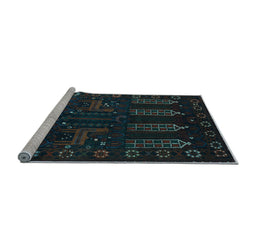 Sideview of Machine Washable Persian Light Blue Traditional Rug, wshtr2480lblu