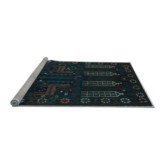 Sideview of Machine Washable Persian Light Blue Traditional Rug, wshtr2480lblu