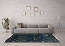 Machine Washable Persian Light Blue Traditional Rug in a Living Room, wshtr2480lblu