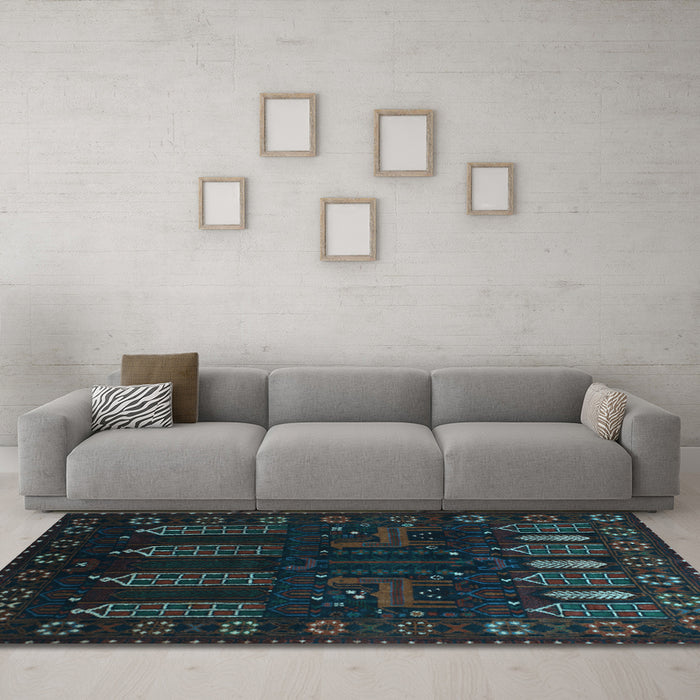 Machine Washable Persian Light Blue Traditional Rug in a Living Room, wshtr2480lblu