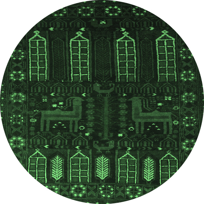 Round Persian Emerald Green Traditional Rug, tr2480emgrn