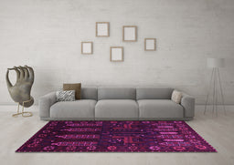 Machine Washable Persian Pink Traditional Rug in a Living Room, wshtr2480pnk