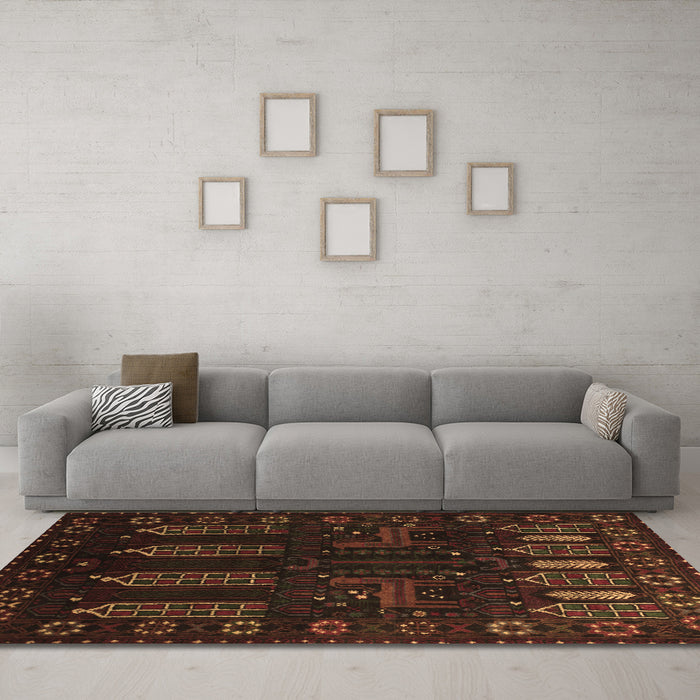 Machine Washable Persian Brown Traditional Rug in a Living Room,, wshtr2480brn