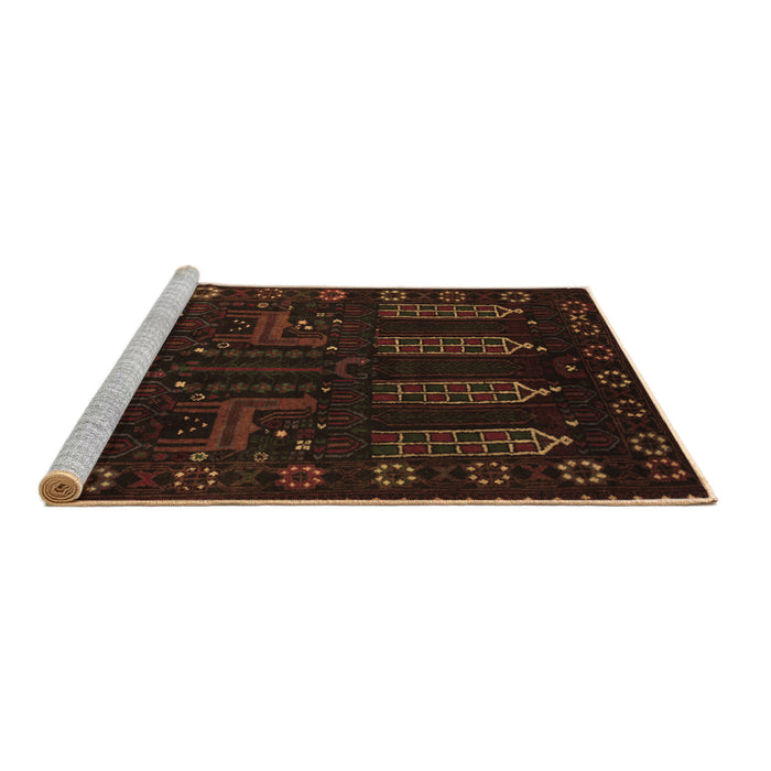 Sideview of Machine Washable Persian Brown Traditional Rug, wshtr2480brn